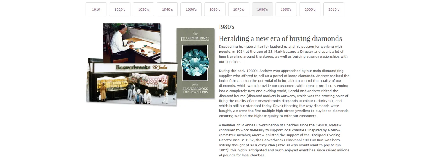 Sample Copy from About Beaverbrooks webpage