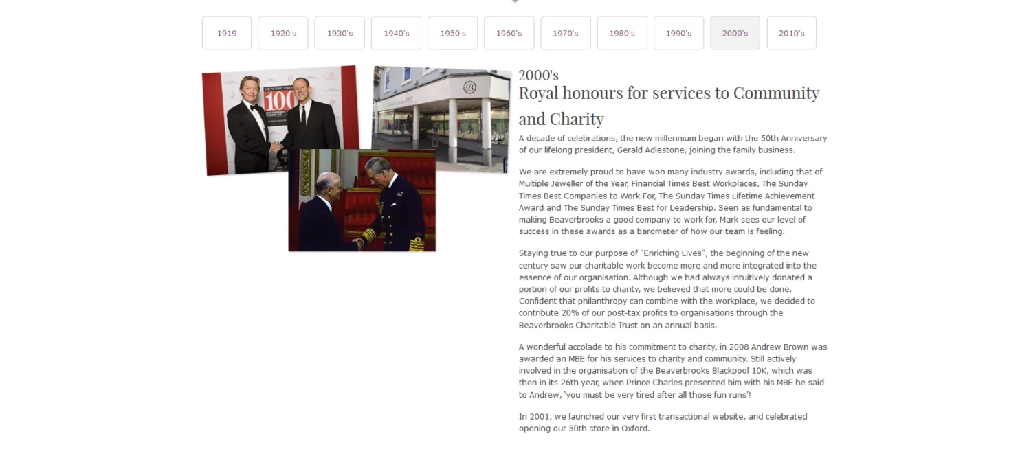 Sample Copy from About Beaverbrooks webpage