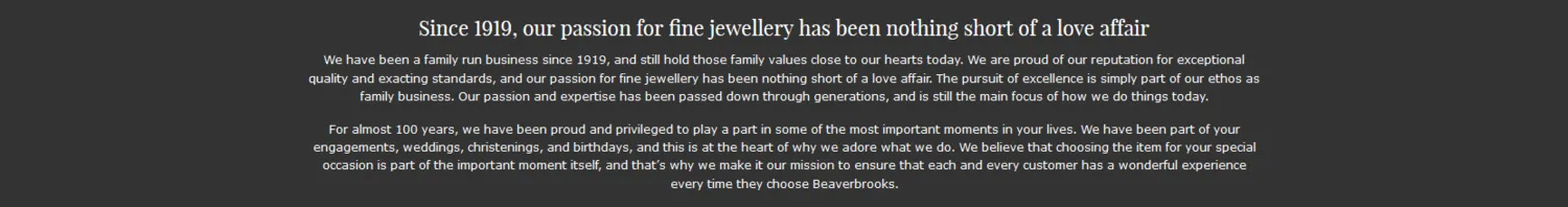 Sample Copy from About Beaverbrooks webpage