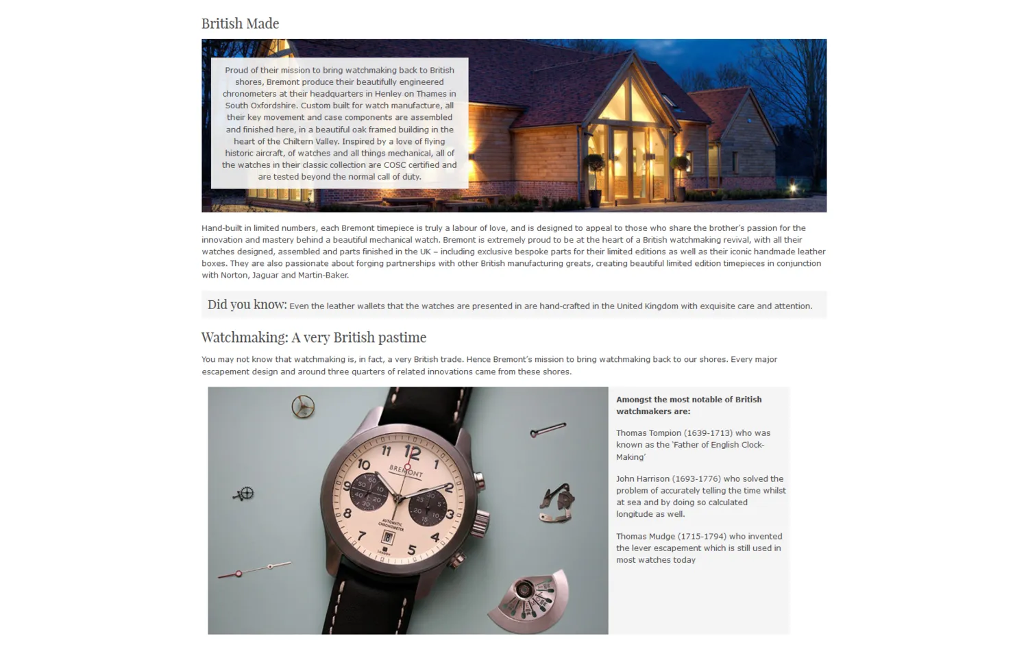 Sample Copy from Bremont watches guide