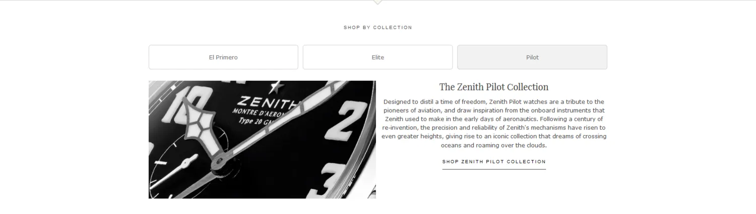 Sample Copy from Zenith Brand content page