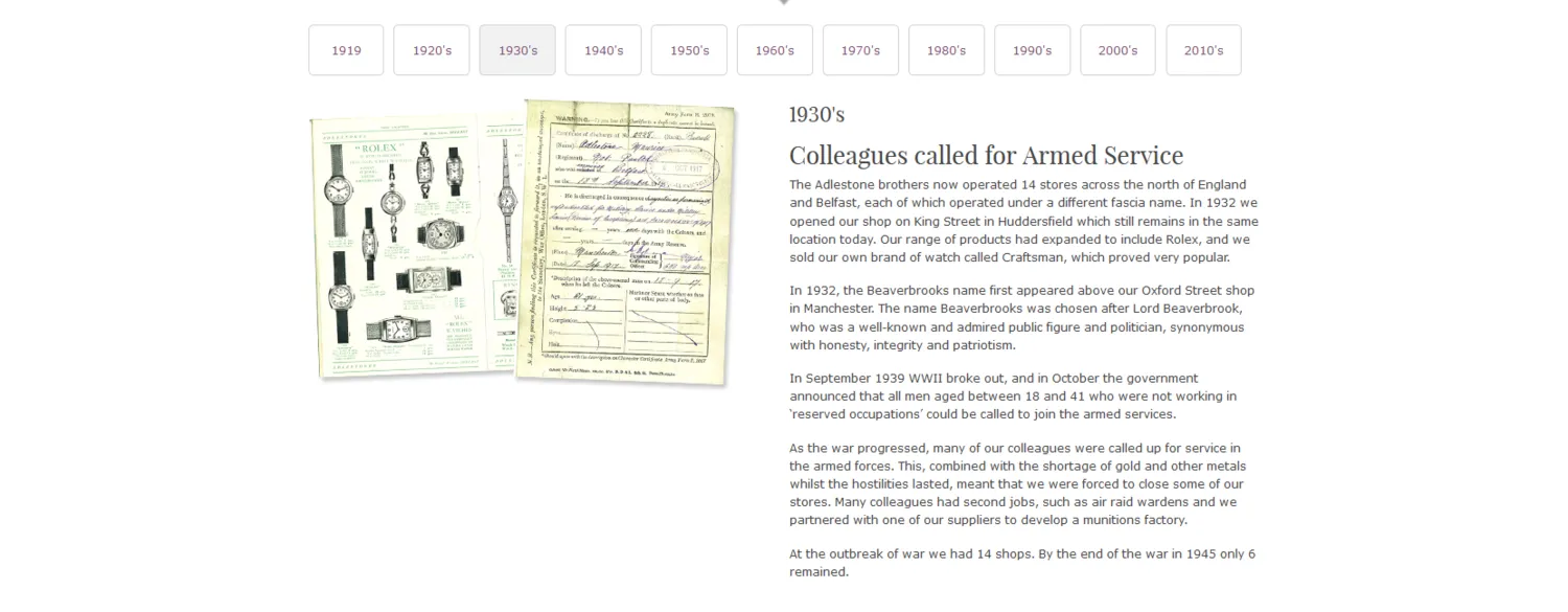 Sample Copy from About Beaverbrooks webpage