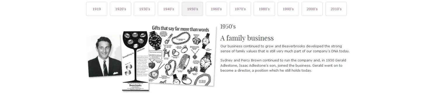 Sample Copy from About Beaverbrooks webpage