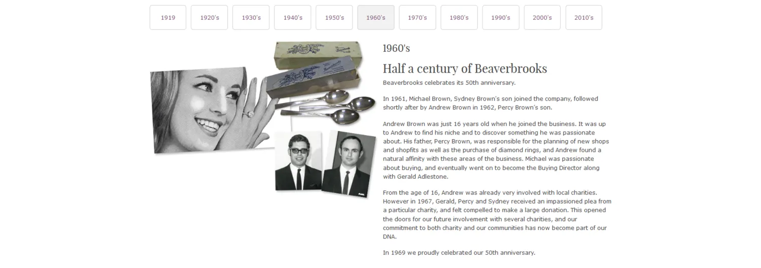 Sample Copy from About Beaverbrooks webpage